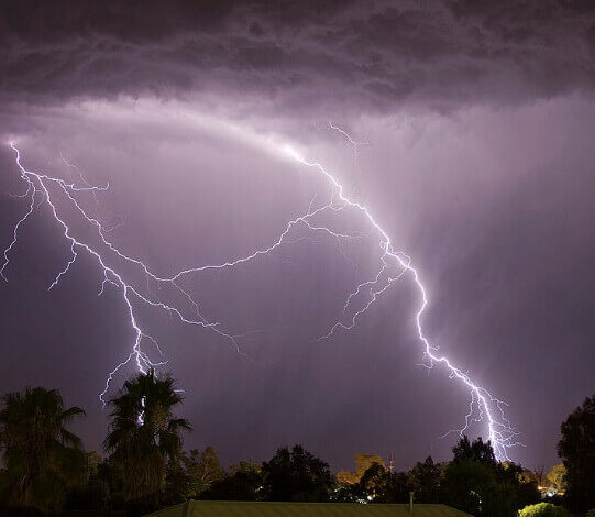 Bidgee, Cloud to ground thunder strikes, Riverina, Australia, 2013