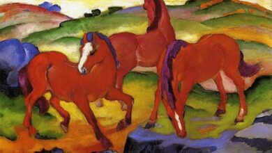 Franz Marc, Three Red Horses grazing, 1911