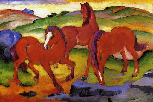 Franz Marc, Three Red Horses grazing, 1911