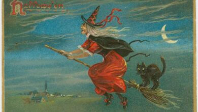 Hallowe'en vintage postcard, NY Public Library