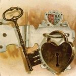 Heart-shaped lock, tobacco label, 1887