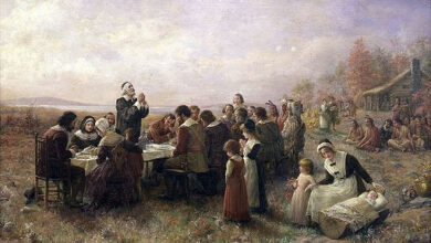 Jennie Augusta Brownscombe, The First Thanksgiving of 1621, 1914