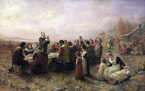 Jennie Augusta Brownscombe, The First Thanksgiving of 1621, 1914