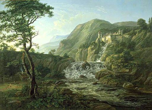 Johan Christian Dahl, Mountain landscape with castle, 1816