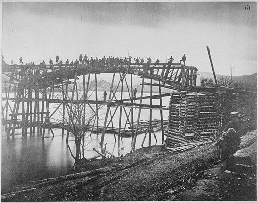 Military bridge constructed over the Tennessee River, 1863