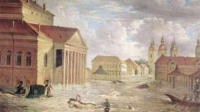 Neva river flood in Russia, 1824