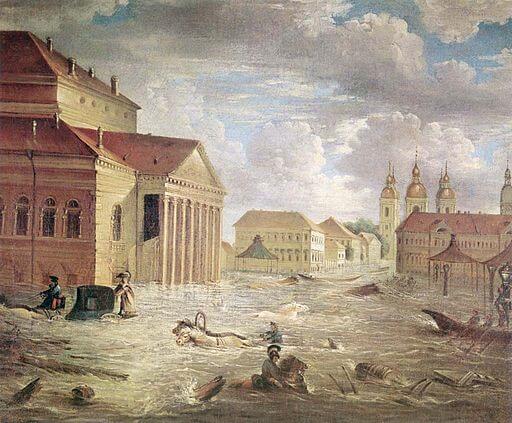 Neva river flood in Russia, 1824