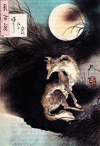 Tsukioka Yoshitoshi, Full moon in Mushasi, 1890