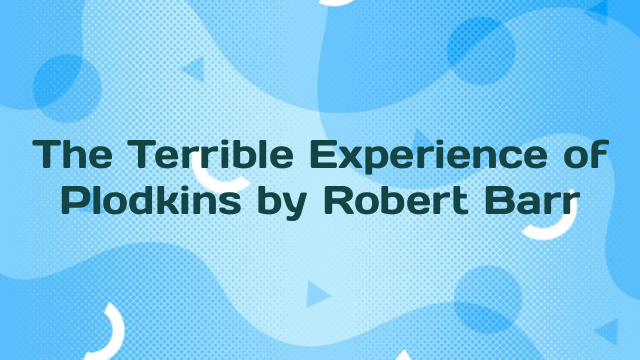 The Terrible Experience of Plodkins by Robert Barr