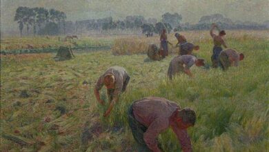 Emile Claus, Flax harvesting, Belgium, 1904