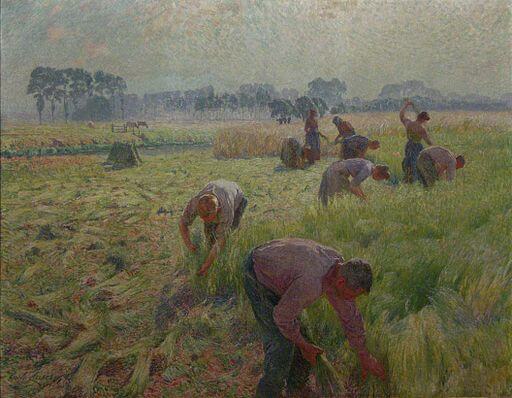 Emile Claus, Flax harvesting, Belgium, 1904