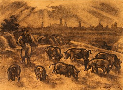 Iványi Grünwald Béla, Herd of Pigs, early 1900s