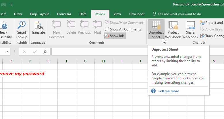 How to Unprotect an Excel spreadsheet if you have lost your password