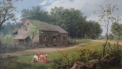 Thomas Birch "Cabin with Children Playing"