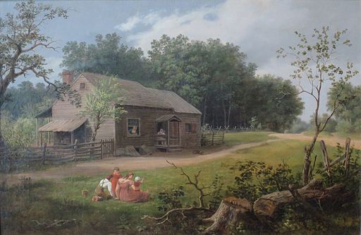 Thomas Birch "Cabin with Children Playing"