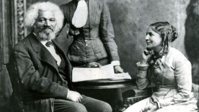 Frederick Douglass with his second wife Helen Pitts and her sister Eva