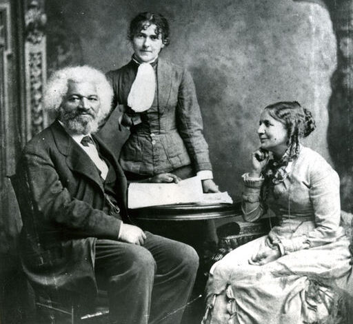 Frederick Douglass with his second wife Helen Pitts and her sister Eva