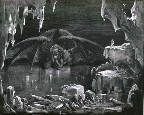 Gustave Dore, Lucifer, King of Hell, Dante's Inferno, 1861