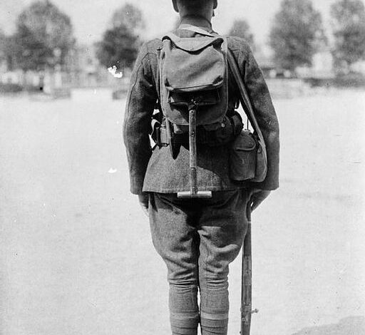 American soldier in fighting equipment, June 1918