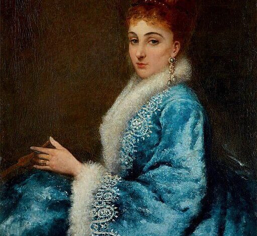 Maurice Poirson, Woman in a blue robe, 1874