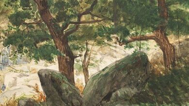 Eugen Bracht, Oak Forest with Rocks, 1900