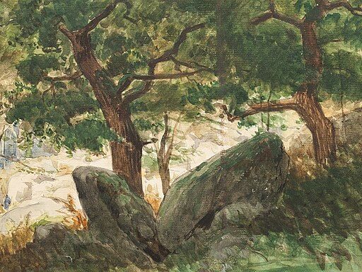 Eugen Bracht, Oak Forest with Rocks, 1900